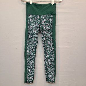 Athleta Leggings Affirmation Powervita Pocket Green Blue Floral Womens XS